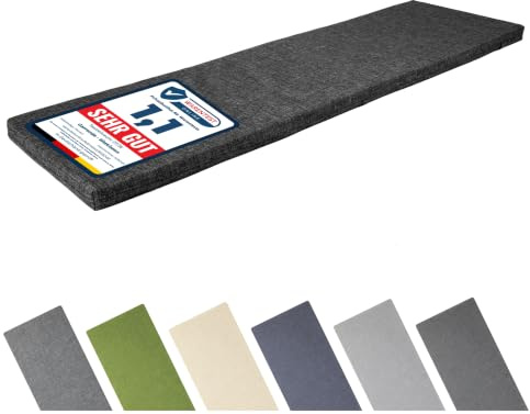 Garronda Bankauflage Outdoor Gartenbank Auflage 120x40 Anthrazit GD-0220 | Dicke: ca. 4 cm, Wasserabweisend, UV-beständig, mit Bändern, als Sitzkissen für Hollywoodschaukel und Gartenmöbel