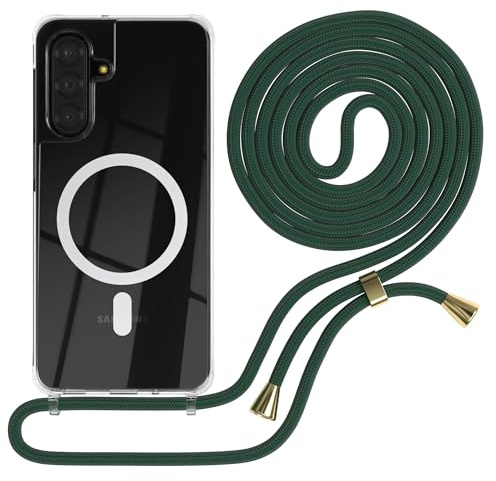 EAZY CASE - Handykette kompatibel mit Galaxy A17 Kette zum Umhängen Stoßfest Handyhülle für Galaxy A17 Silikon Hülle mit Band Handytasche Transparent als Fallschutz in Grün