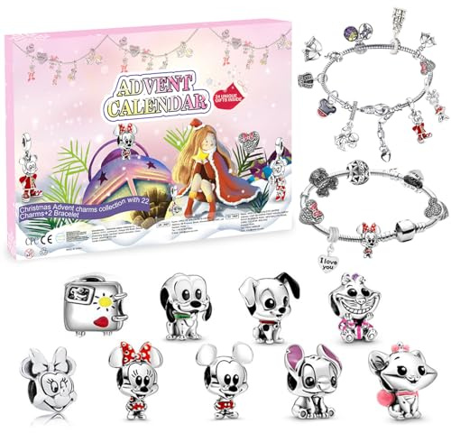 Adventskalender 2026 Kinder Mädchen Schmuck Armband Weihnachts Countdown | 24 Tage, Charm Armbänder, DIY Cartoon Anime Kit, Geschenk Mädchen 5 6 7 8 9 10 11 12 13 Jahre