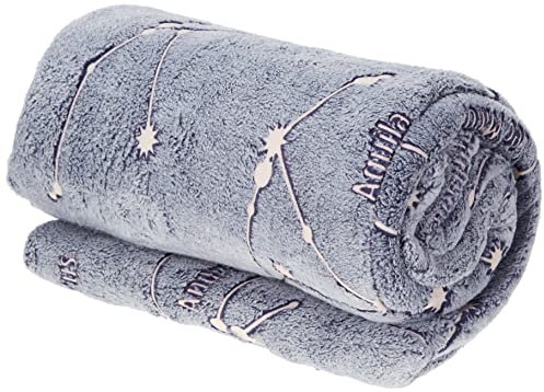 Kanguru, weiche Fleecedecke für Doppellbett Glow, leuchtet im Dunkeln, blau Sternen, 230x230 cm, Kuscheldecke, Geschenkidee zum Geburtstag oder Weihnachten für Frauen und Männer, Mama, Papa, Freunde