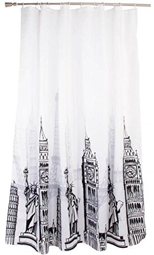 Rideau de Douche décor Londres New York et Paris