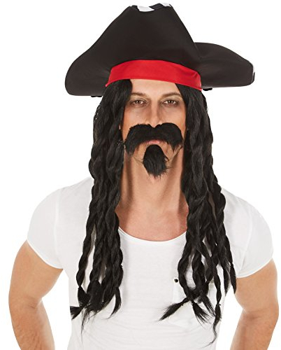 dressforfun Perücke Schwarze Dreadlocks | inklusive Piratenhut und Bart | Pirat Piratenbraut Piratin