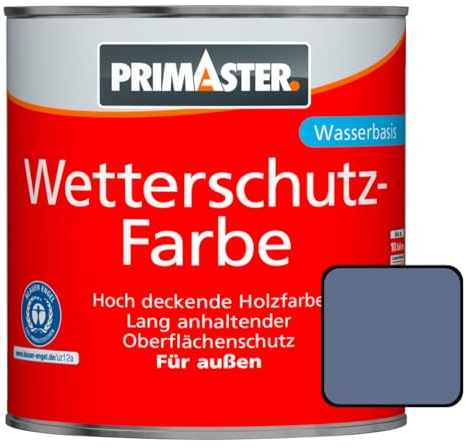 Primaster Wetterschutzfarbe 750ml Taubenblau Holzfarbe UV-Schutz Wetterschutz