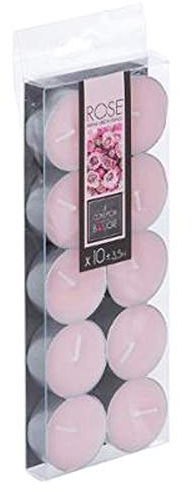Comptoir de la Bougie - Lot de 10 Bougies Chauffe-Plat Parfumées 3,7cm Rose