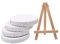 RayLineDo® Set von 4 Mini-Leinwänden, rund, blanko, 10 cm, Öl-/Wasser-Maltafel, flache Leinwand mit 1 Mini-Holz-Staffelei