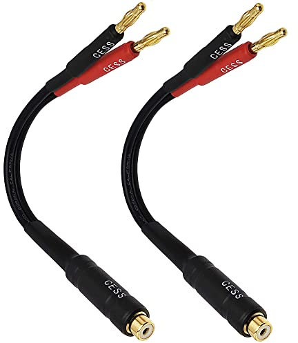 CESS-023-6i Banana Plugs to RCA Cable 6-inch, Phono Banana Speaker Cable, 2 Pack