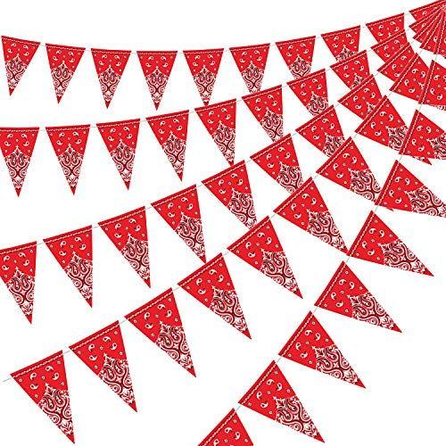 5 Stück Bandana Wimpel Banner Cowboy Motto Party Dekoration für Wild West Party Western Cowboy Motto Party Supplies, 19 x 27 cm