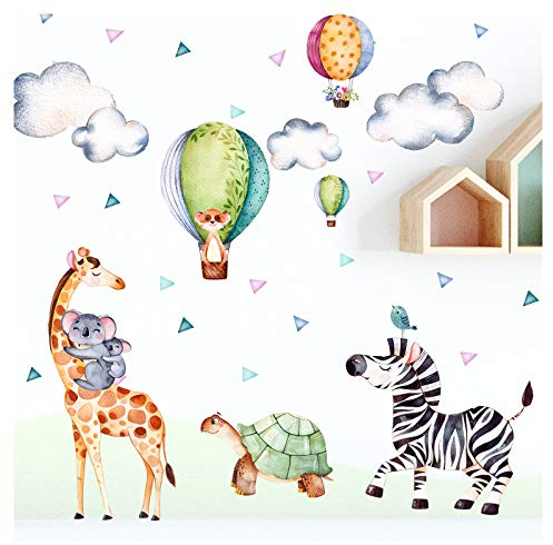 Little Deco Wandsticker Safari Party I Wandbild L - 167 x 110 cm (BxH) I Giraffe Zebra Aufkleber Wandtattoo Kinderzimmer Wandaufkleber Deko Babyzimmer DL304