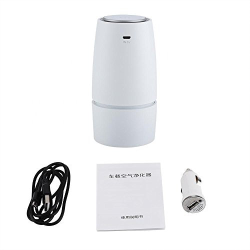 Portable USB Air Purifier Anion Car Desktop Ionizer Air Purifier Cleaner Negative Ion Anion Generator Freshener Fragrance Deodorizing Car Air Purifier(White)