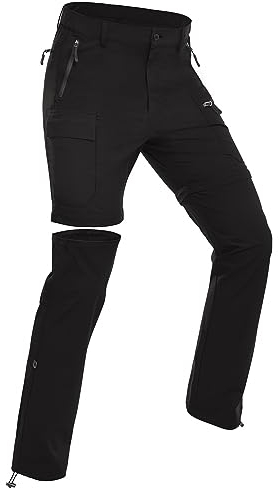 Wespornow Damen-Zip-Off-Wanderhose-Trekkinghose Atmungsaktiv Schnell Trockend Outdoorhose Abnehmbar Funktionshose Stretch Sommer Hosen (Schwarz, L)