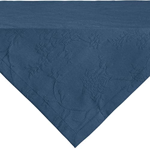 Erwin Müller Tischwäsche, Mitteldecke, Tischdecke mit Jaquardmuster, Serie Arnsberg blau Größe 80x80 cm - Robustes Gewebe ist bügelleicht und Lange haltbar, mit hochwertigem Kuvertsaum