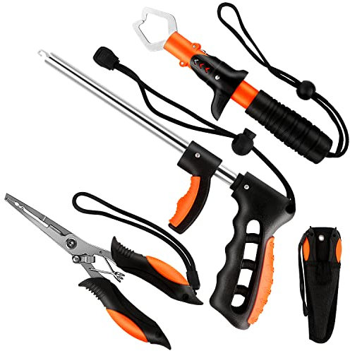 mouhike Angelwerkzeug-Set, multifunktional, Edelstahl, Zange, Fischlippengreifer, Angelhaken, Entferner, Kombi, Angelausrüstung, für Salzwasser, Süßwasser, Angeln, Geschenke