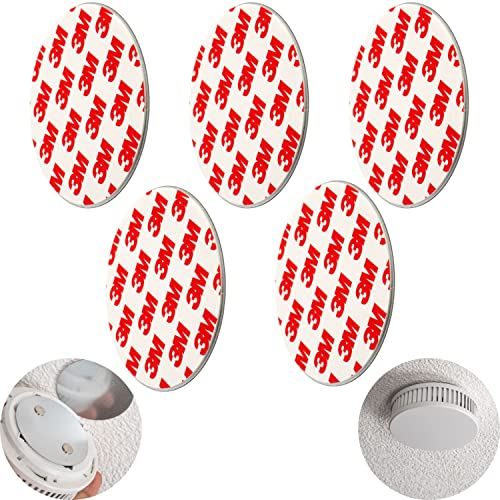 Rauchmelder Magnethalter, 5 Stück, Ø 70 mm Durchmesser, zum Kleben an die Decke, Magnethalterung mit Befestigung ohne Bohren, Halter für Feuermelder und Rauchwarnmelder, Rauchmelder Klebepad Halterung