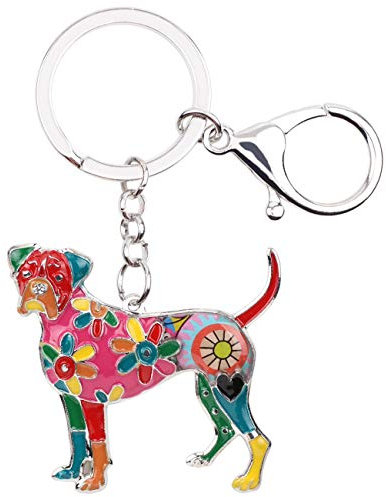 DOWAY Porte-clés Chien En Émail Porte-clés Animaux De Compagnie Porte-clés Chien pour Femme (Chien Boxer Multi)
