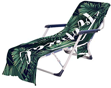 FANSU Schonbezug für Gartenliege Frottee Liegenauflage Garten Sonnenliege Handtuch mit 2 Taschen Stuhl Strandtuch für Schwimmbäder, Strände, Gartenhotels (Dunkelgrün,75x210cm)