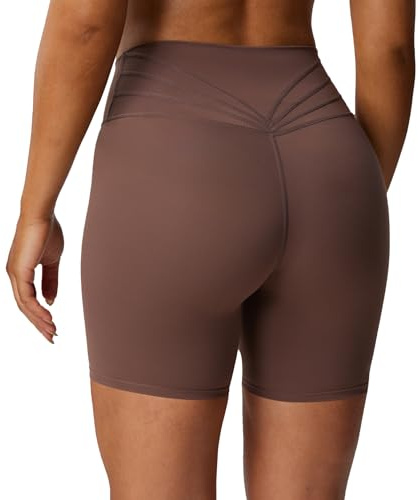 Aoxjox Damen Weich Yoga-Shorts | Schlankmachend und stromlinienförmig, mehrere Taillennähte, Sport, Fitnessstudio, Laufen, Yoga, 4-Wege-Stretch