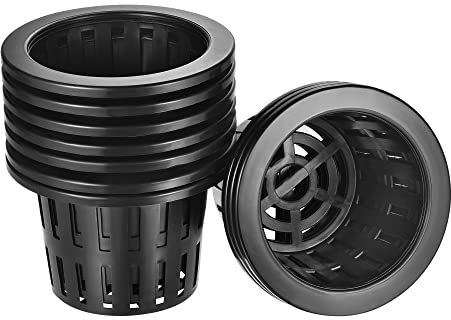 sourcing map Garden Slotted Mesh Cups Hydroponic Net Pots Plastic 5 Inch, Suitable for Home Vegetable Flower Planting, Black 10pcs