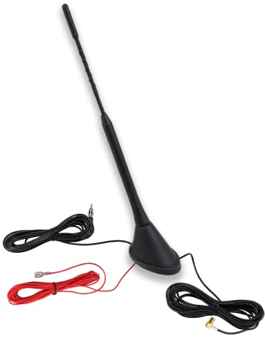 Vecys Dab Dab + Antena de Radio de Coche FM/Am Antena de Radio Montaje de Antena Amplificador Adaptador de Techo de Coche SMB a DIN Rg174 Cable 5m 16.4ft Compatible con Radio Digital Pioneer