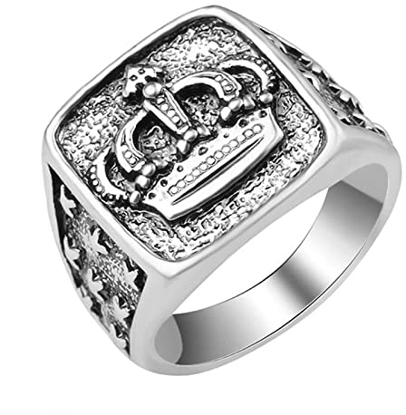 PAIHUIART Ring Ringe Damen Bijouterie Frauen Schmuck Punk Gothic Antike Farbe Krone Siegelringe Vintage Männer Hochzeit Verlobung Aussage Krone Ringe Männlich Modeschmuck 10 Rg7034Sv