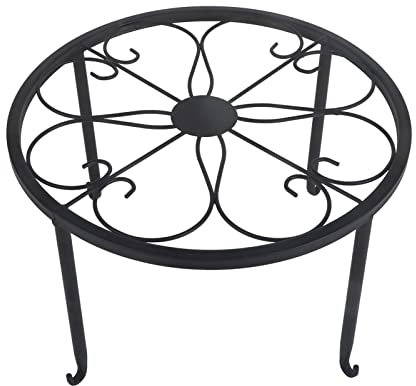 Metal Plant Stand, Indoor and Outdoor Planters Flower Pots Heavy Duty Holder, Single Layer Iron Plant Stand, Low Plant Pot Stand Balcony Living Room Flower Pot Shelf(Large-Black)