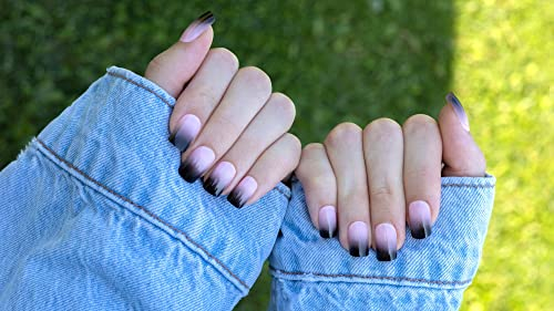 AiN Katy - Blackberry Sunset court - ongles à coller - 24 pièces - à presser sur les ongles - prêt à coller - kit autocollant - rose noir rouge - faux ongles à coller