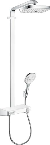 Colonne de douche thermostatique HANSGROHE Raindance Select E 300 EcoSmart avec mitigeur 30 cm blanc et chromé