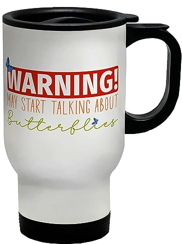 Shopagift Warning Butterflies Travel Mug Butterfly Insect Moth Gift Stainless Steel 14oz Cup