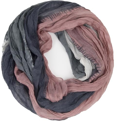 Glamexx24 Écharpe tube légère pour femme, douce et agréable sur la peau, Vieux rose/gris clair, 170