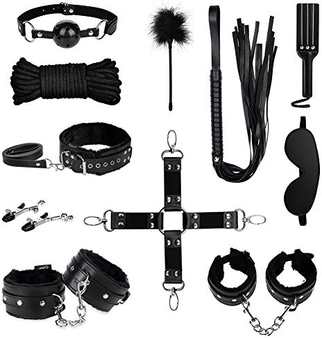 Utimi Bondage Set SM Bondage Satz mit 11 Stück Bondage Fesselset SM Sexspielzeug Für Liebhaber, Schwarz