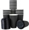 8 oz Black Disposable Kraft Paper Ripple Cups with Lids - Pack of 100 Insulated Triple Wall Takeaway Drinking Cup - Great for Coffee, Tea, and Hot Drinks - Reusable, Leak Proof Travel or Office Cups
