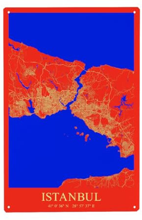 artboxONE Metall-Poster 40x60 cm Städte/Istanbul Istanbul City Karte von Künstler Webwald