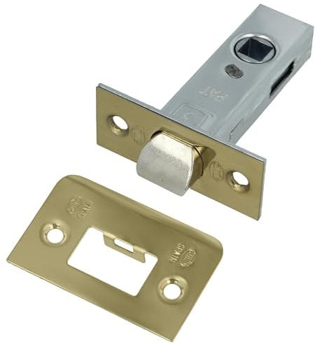 Amig - Picaporte de Acero Latonado - 45 mm - Diseño Duradero y Elegante - Instalación Fácil para Puertas de Madera - Funcionamiento Suave - Seguridad Confiable, Latonado Barnizado