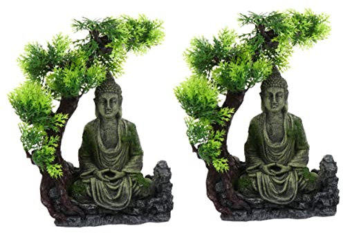 BESPORTBLE 2st Alte Buddha-Statue Im Aquarium Dekorationen Für Betta-Becken Tank- Aquarienverzierung Aquarium Buddha-Landschaft Fischbecken Glas Ornament Sitzende Statue Traum Harz