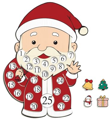 Adorno de Navidad para regalo, calendario de madera, decoración de habitación, sala de estar, escritorio, casa de gnomo para jardín (A, talla única)