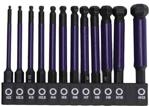 Set di 12 punte esagonali a testa sferica, set di punte a brugola, cacciavite esagonale esagonale, cacciavite a testa sferica, set di testa a sfera esagonale (senza contributo)