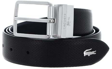 Lacoste Elegance Punch Plain Leather Belt W110 Noir Marine - kürzbar