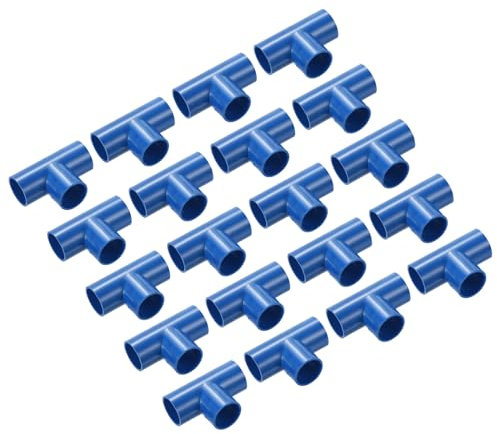 QUARKZMAN Giunto per Guaina Pvc Raccordi a Forma di T Connettore di Accoppiamento Tubo Blu 16 mm 3 Vie per Guaina Elettrica da Giardino Confezione da 30
