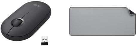 Logitech Pebble Mouse wireless con Bluetooth o ricevitore da 2,4 GHz & Desk Mat - Studio Series, Multifunzione, Tappetino per Mouse Esteso