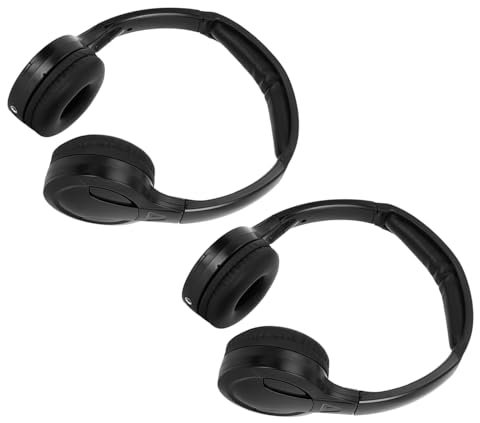lyrlody Auriculares Inalámbricos por Infrarrojos para Coche, Calidad Estéreo Clara, Función de Silencio y Apagado Automático, Auriculares Inalámbricos para Películas de Coche, Color Negro.