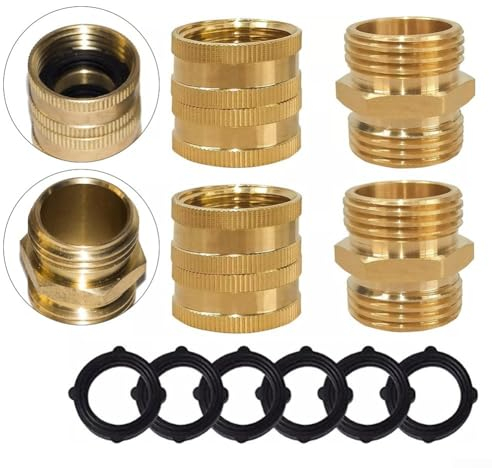 Gartenschlauch-Schnelladapter-Set, 1,9 cm (3/4 Zoll), männlich auf männlich, weiblich auf weiblich, Gartenschlauchadapter, Schlauchverbinder für Bewässerung, Terrasse, Rasen, Wasserhahn