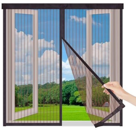 Magnetic Fly Screen Window 150x200cm,Easy Install Magnetic Insect Screen, Removable Mesh Fly Screen for Windows, Anti-Mosquito Fly Net, Keep Bugs Out,Brown