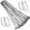 LCOUACEO Fascette Metalliche 350 x 4,6 mm, 100 Pezzi Fascette in Acciaio Inox Autobloccanti, Fascette Inox Adatto per Avvolgimenti di Scarico, Fasci di Cavi, Manutenzione del Giardino e Tende da Sole