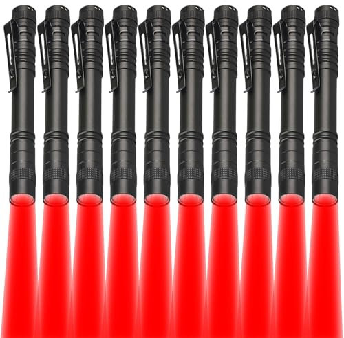 LIAISIMI lampe de poche rouge Mini lampe de poche LED rouge avec pince à stylo lampe de poche étanche lampe de poche rouge 13cm pour l'observation des étoiles, vision nocturne (10 Pack)