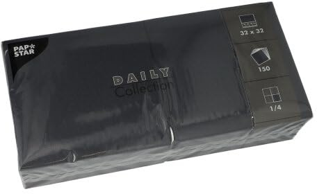 PAPSTAR 150 Servietten 'Daily Collection' 1/4-Falz 32 cm x 32 cm schwarz