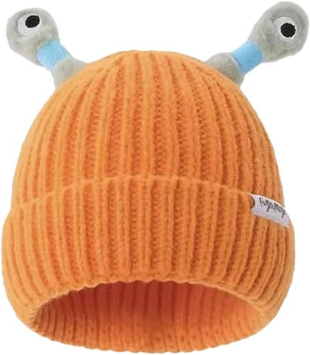 Pwzoax Monster Tentacle Hat, Winter Parent-Child Cute Glowing Little Monster Knit Hat Retractable Glowing (One Size,Orange)