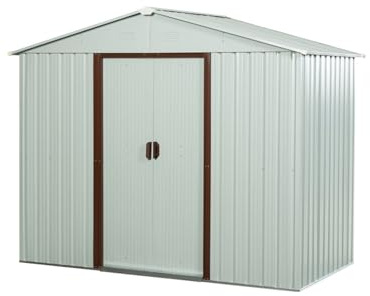 Tiiiopkvvv Outdoor Storage Shed Outdoor 8ft x 4ft Metal Storage Shed with Window, Construction and Easy to Assemble, for Backyard, Lawn, Garden Garden Tool House (A)