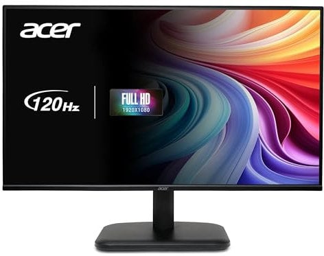 acer EK271Gbif Monitor PC 27, Display IPS Full HD, 120 Hz, 1ms VRB, 16:9, AdaptiveSync, VGA, HDMI 1.4, Lum 250 nits, Schermo PC con Contrasto 100M:1, ZeroFrame, Cavo HDMI Incluso, Nero