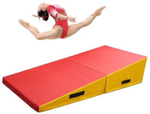 HTRY Gymnastik-schrägmatte, Zusammenklappbare Schräg-Tumbling-matten Für Gymnastiktraining, Kampfsport, Tanz-Yoga-Stretching-Training – Einfach Zu Tragen Und Aufzubewahren(Size:200×70×45cm)