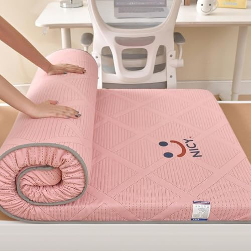 ZSMFCD Schlafsaalmatratze Boden Gästebett 5cm Dicke Japanische Futonmatratze Klappmatratze Einzel-/Doppel-/Kingsize-Bett (Pink,90 * 190cm)