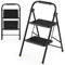 HOMFME 2 Step Ladder, 265kg Capacity Folding Metal Step Tool with Anti-Slip Pedals, Safety Lock, Handrail, Lightweight Portable Tread Stepladder for Household Garage Shop